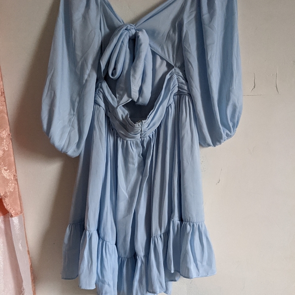Ruffle Tie-back Dress - Kooka - Puff Sleeves - Picture 9 of 11